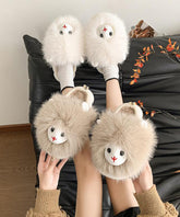 Beige Hausschuhe Schuhe Fuzzy Pelz Mode Spleißen
